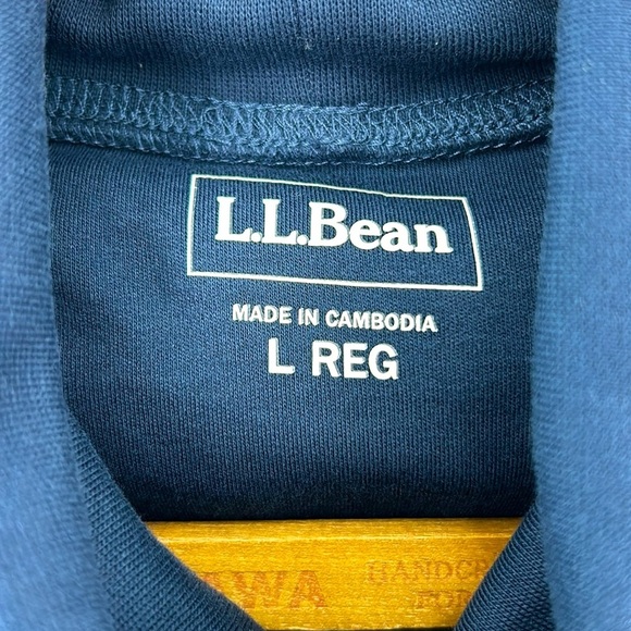 L.L. Bean Men's Navy Turtleneck Size Large Layer Hike Outdoor 100% Cotton Camp - Picture 6 of 6